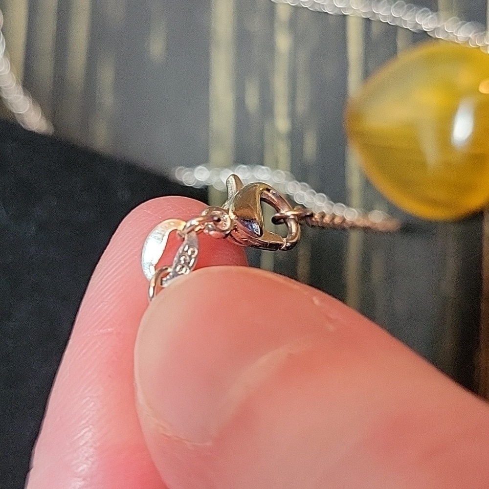 Silver Necklace With Yellow Heart Pendant - Picture 5 of 5